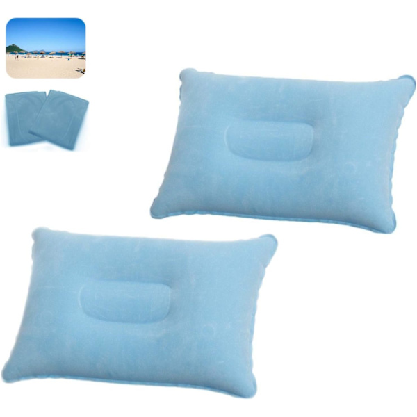 2-pack (blå) Campinguppblåsbara Kuddar för Kontor, Helger,