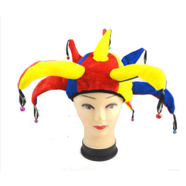 Clownhatt med Clown Näsa Halloweenhatt Barn Vuxen Flerfärgad