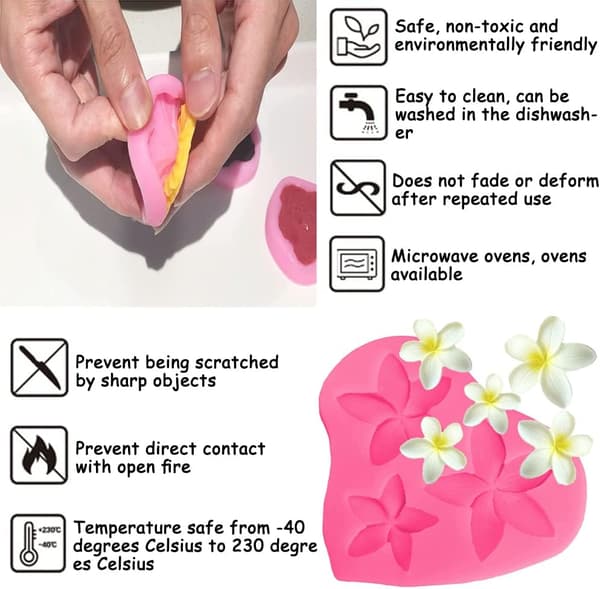 3-pack 3D silikonform för Fudge Blommiga silikonformar för tårtor