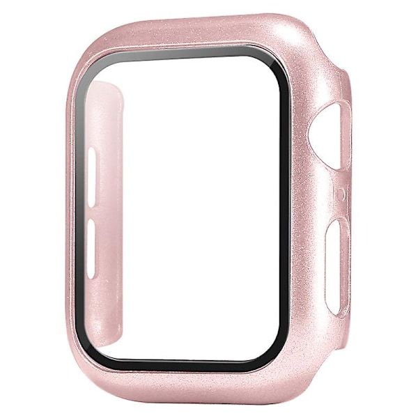 Roséguld Skal Kompatibel med Apple Watch 44MM, 2 i 1 Skydd PC Härdande Skal och HD Härdat Glasfilm för iwatch 44MM Tillbehör Skärmskydd