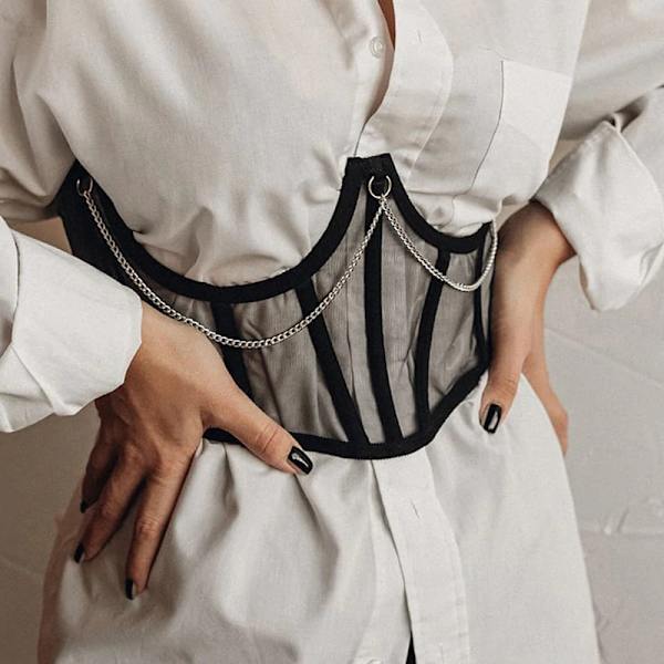 1 kpl (Musta) seksi Mesh-verkko ketju-liitos takana ristikkäin