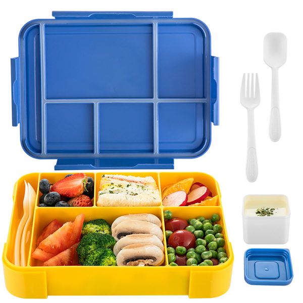 Lunchbox, vuxenlunchbox med 5 fack och 1 salladsbehållare