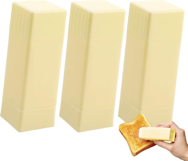 3-delt Gul Smørdispenser, Smørpinneholder Rotasjon