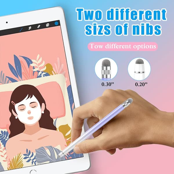 2 STK Stylus Penne til Touchskærme, Stylus Pen til iPhone/iPad/Tablet Android/Microsoft Surface (Hvid Pink/Hvid Lilla)