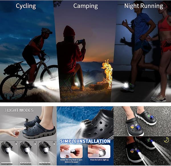 2 stk. LED Croc (farve: blå) skoslys, forlygter til Croc, små lys