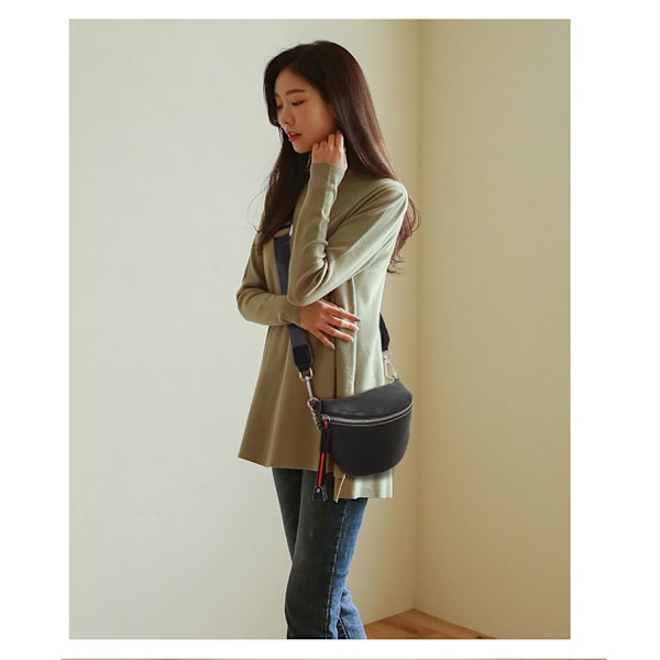 Svart axelväska, 22cm × 15cm × 7cm, mode casual mjuk