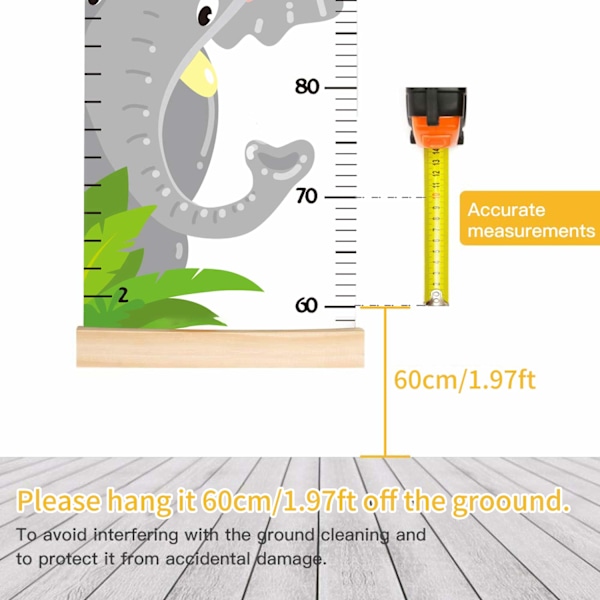 Dyrevekstdiagram for barn, babyhøydediagram, lerret høydemåler for gutter og jenter (Dyr 1)