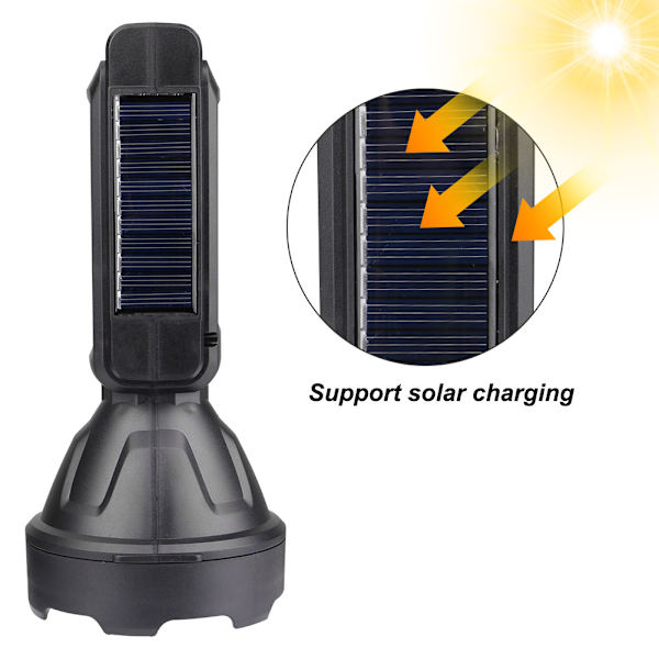 1 st LED COB stark ficklampa som kan laddas med solenergi