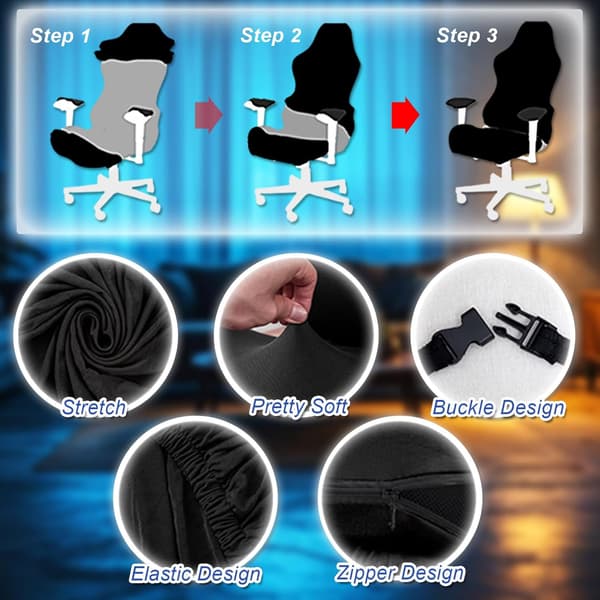 1 Set Spelstolsöverdrag, 3D-tryckta Stretchiga Elastiska Datorfåtöljöverdrag med Armstödsöverdrag (Inga Stolar)
