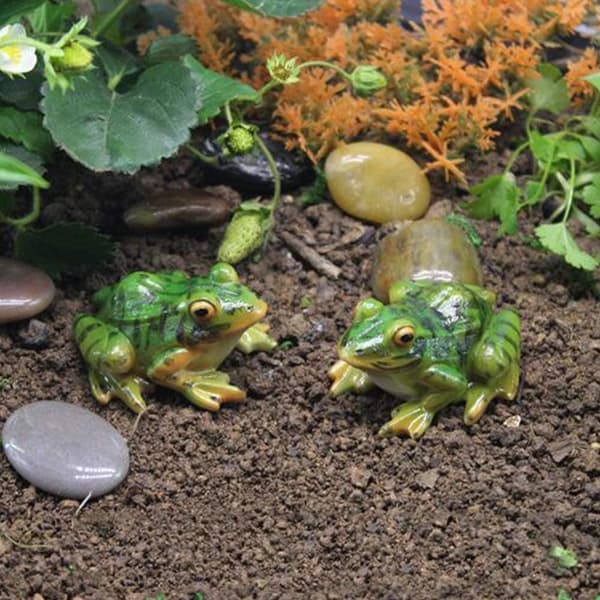Hartsstatyett i Resin, 2-pack - Mini Groda Djurformade Statyer -