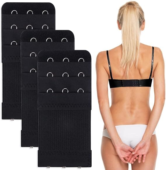3-pack BH-förlängare för kvinnor, stretchiga BH-förlängare, 3 krokar