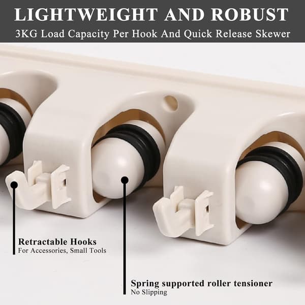 1 stk (Beige) Multifunksjonell Veggmontert Moppholder, Veggmontert