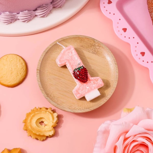Jordbær Nummer 1 Lys, Søt Bær Nummer En Lys Jordbærtema Kake Topper Dekor Forsyninger for Første Fødselsdag