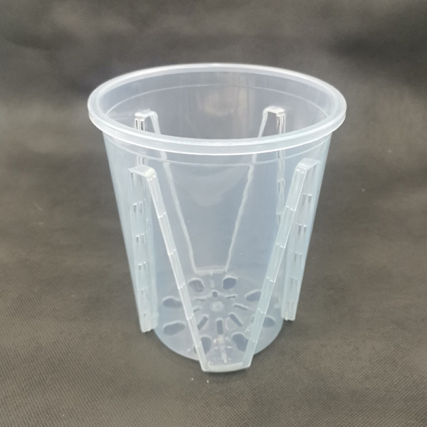 2 Krukor Diameter 14 cm i Transparent Plast för Orkidéer, Stiv
