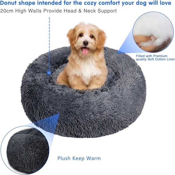 Rund Hundebed Kattepude Donut Bed, Hundebed til Ekstra Blød