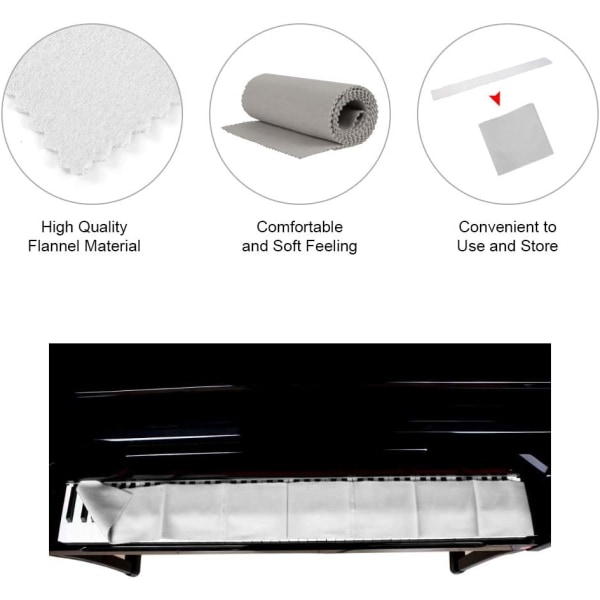 （Grey）Quality Piano Keyboard Flannel Piano Key Cover Cloth for Pi