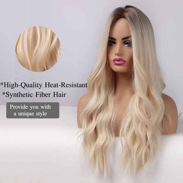 61 CM / 24 tum lång blond peruk för kvinnor, naturlig syntet