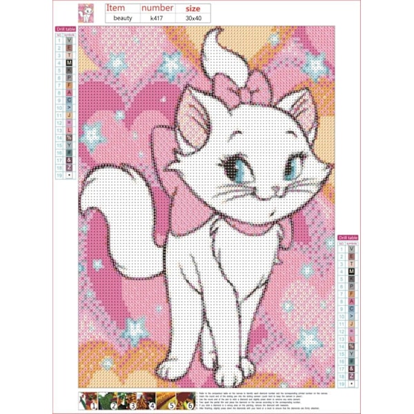 5D DIY Diamantbroderikit, Søt Katt Mønster Diamant