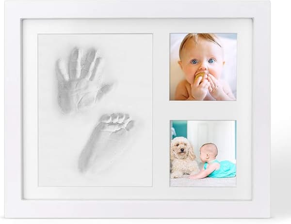 Babyavtrycksram, giftfri vit lera, träram - a