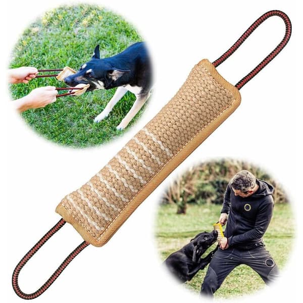 32cm, (beige kant) Jute Hundebidbold, Ekstra Robust Hundebid Legetøj,