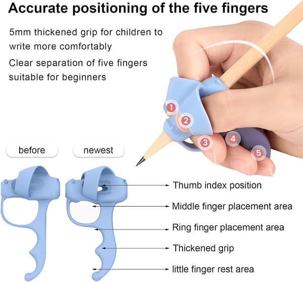 4 Styck Skrivhjälp för Barn, Ergonomisk Fingerguide, Silikon