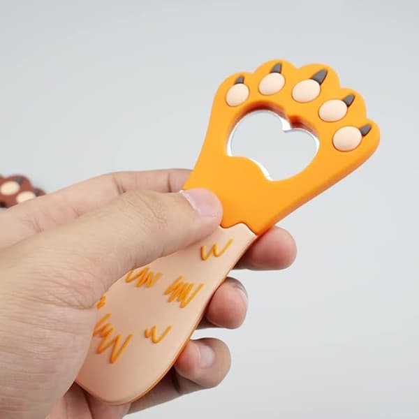 Todelt Katteklo Flaskeåbner (Orange og Brun) Katteklo