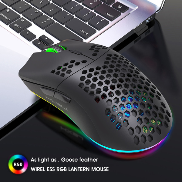Hvit Trådløs Mus, RGB Lysende Mus Hull Makro Programmering Ga