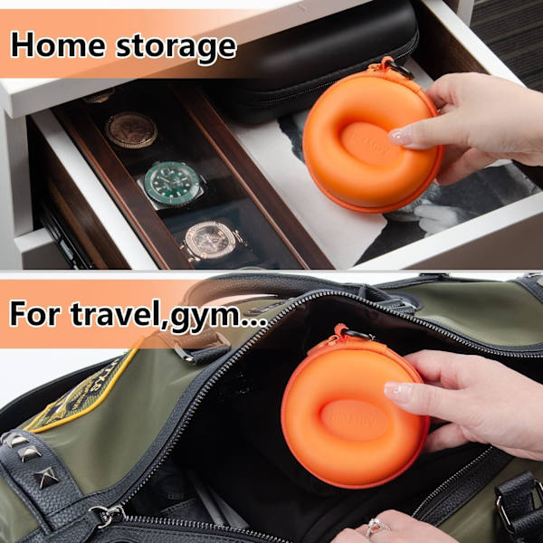 1 kannettava pyöreä kellojen säilytyslaatikko kaikille alle 50 mm kelloille (2 oranssia osaa)
