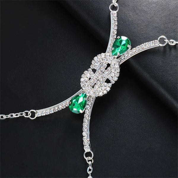 1 stk (Sølv) Smaragd Bryst Rhinestone Kvinners Sexy Kroppskjeder
