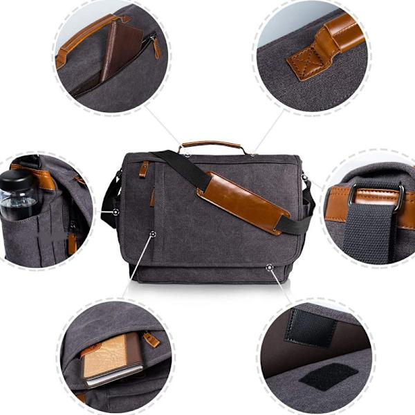 17-17,3 tommers Laptop Messenger Bag for Menn og Kvinner Vannresistent