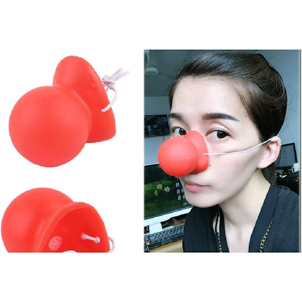 3 stycken röda gummiklovnäsor, klovnäsor och elastiskt cirkus