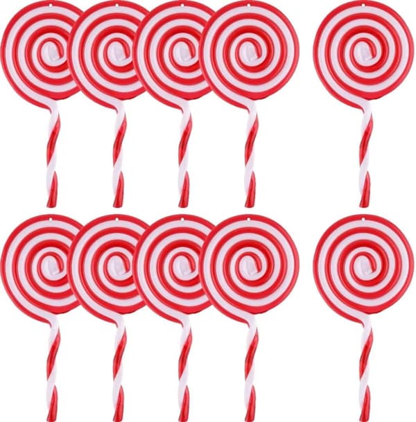 10 kpl Punainen Joulukuusi Candy Cane Ripustus, Lollipop