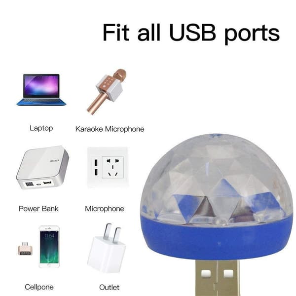 2 stemmeaktiverede LED-scenenlys, mobiltelefon USB mini