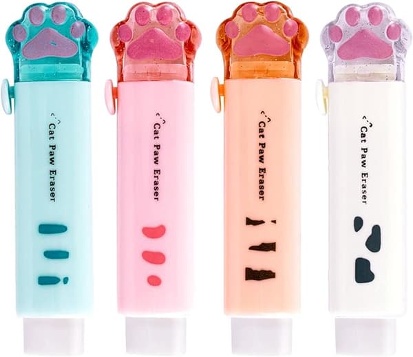 4 st Push-Pull Söta Katttassut Suddgummi Flickor Penna Suddgummi Student
