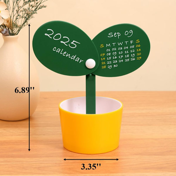 Liten skrivebords kalender blomsterpotter blader 2025, skrivebordsdekorasjon mini skrivebords kalender, spire kalender student kontor S