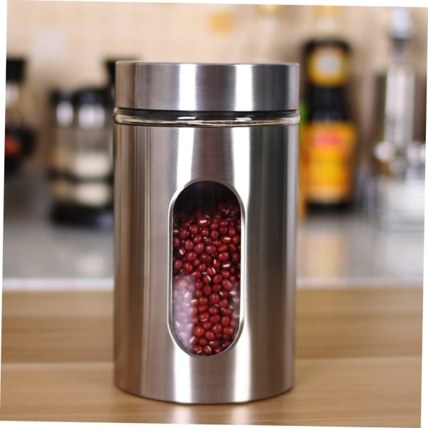 Sæt af 4 Opbevaringsglas Forseglede Glasbeholdere Rustfrit Stål Beholder