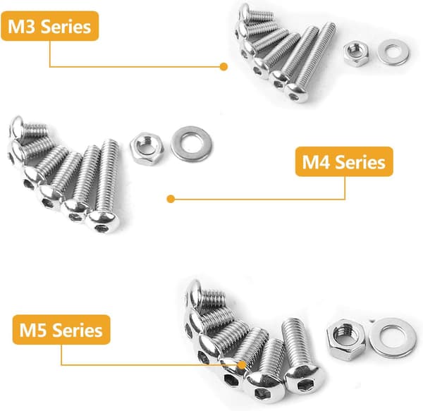 900 st M3 M4 M5 304 Rostfritt Stål Hex-Huvud Knapp Socket Head