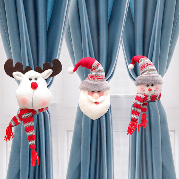 2 st julgardinklämmor, tomte, snögubbe, fönster