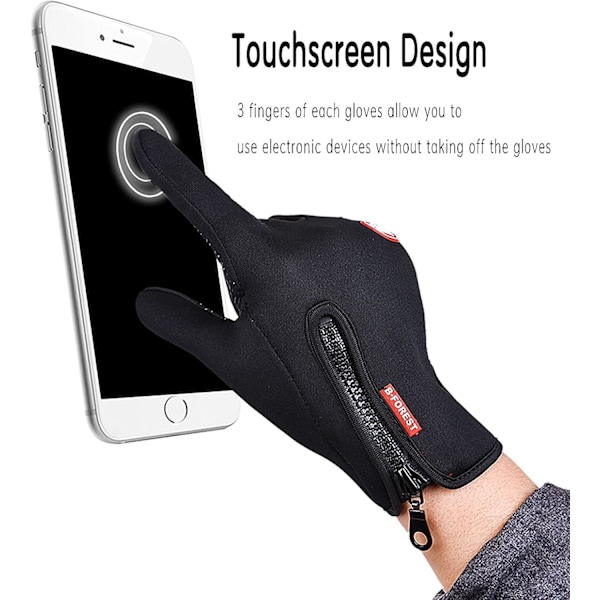 Cykelhandskar Touchscreen Vattentäta Fleece Termiska SPOR Handskar för Vandring Skidåkning, M