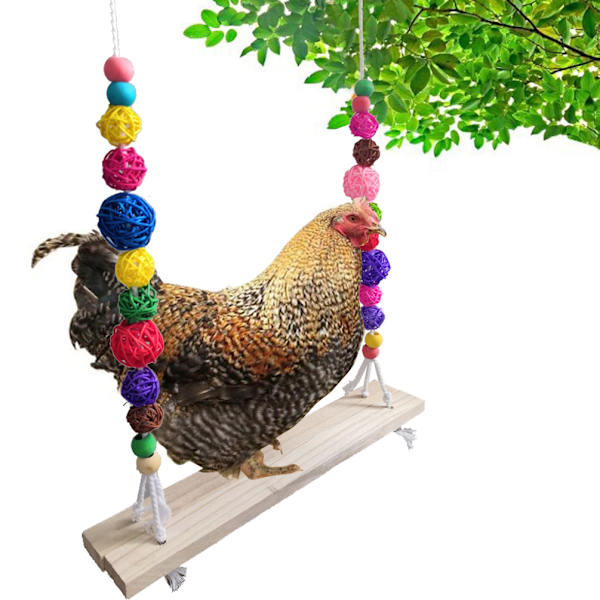 Naturlig Träkycklinggunga (39,5 x 7 x 1,5) med 1,2m Hampa