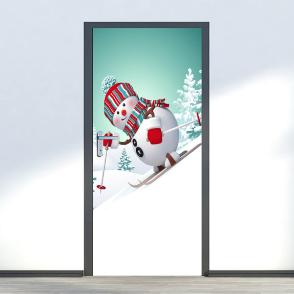 77 x 200 cm dørklistremerke（H）3D dørplakat-klistremerke julenissen