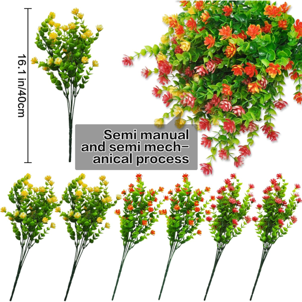 6 kpl Ulkotilojen Tekokukat UV-Kestävä Muovi Tekokukat