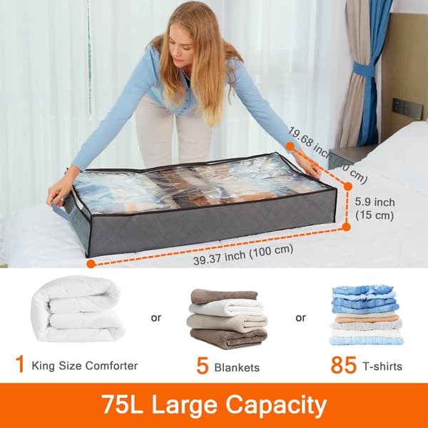 3 stk Underbed Oppbevaringsposer Foldbar Klespose Stor Kapasitet