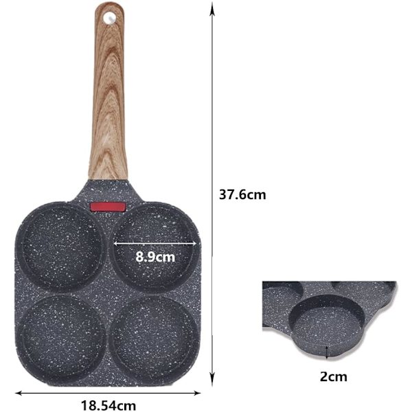 4-rums Pander, Pandekagepande Non-stick Aluminium Omeletpande til