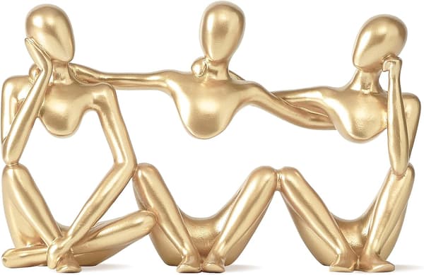 Bästa vänner staty guld heminredning, modern skulptur för kaffe