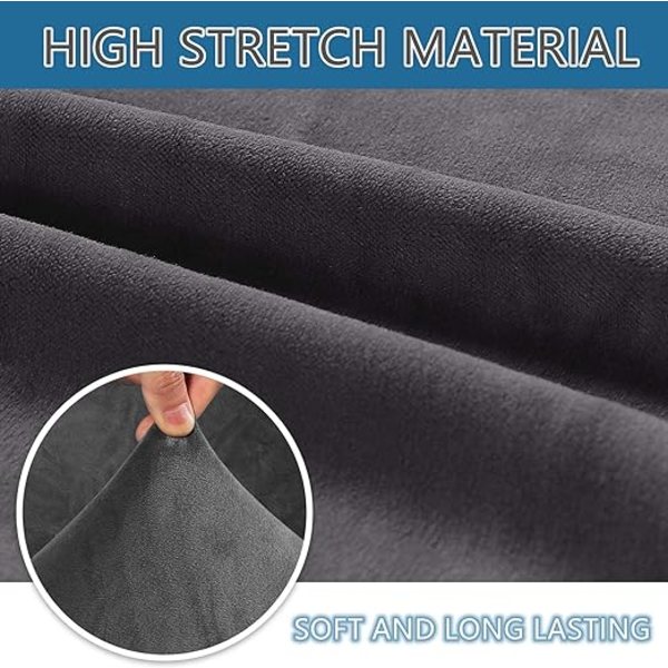 Mørkegrå sofaovertrekk, 2-seters elastisk stoff, elastisk