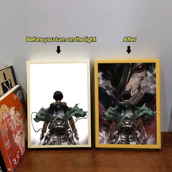 Attack on Titan LED-kunst (Eren Jaeger) - Dynamisk Eren Jaeger-udgave, USB-drevet, 3 lystilstande, lyser op med transformative udtryk