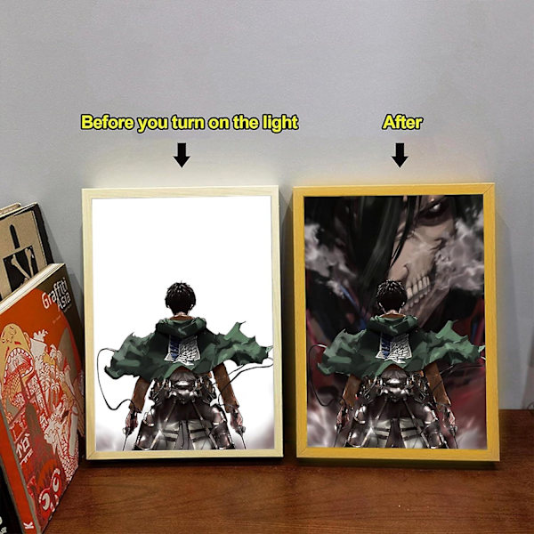Attack on Titan LED-taideteos (Eren Jaeger) - Dynaaminen Eren Jaeger -versio, USB-käyttöinen, 3 valaistustilaa, syttyy eloon muuntuvilla ilmeillä