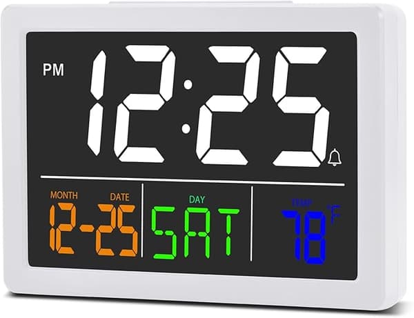 Elektronisk väckarklocka (vit), digital klocka, 5,5 tum LED