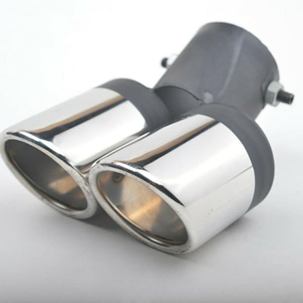 2x Auto Universal 63mm Rustfrit Ståldobbelt Udløb UdStødningsrør